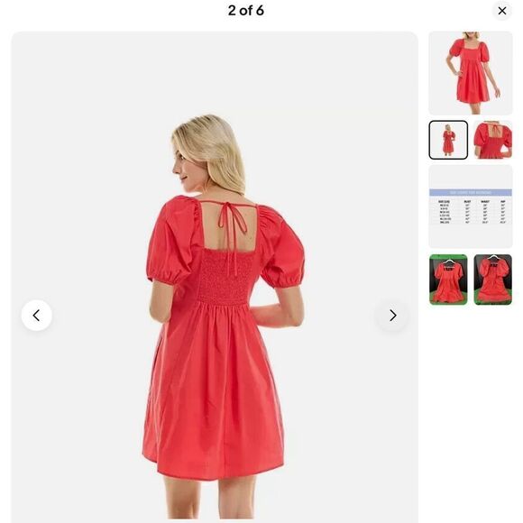 NEW WITH TAGS‎ DRAPER JAMES PUFFED SLEEVE DRESS IN HIBISCUS - Picture 2 of 9